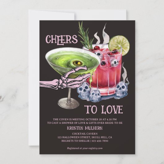 Liebe Gruesome Cocktails Brautparty Einladung (Vorderseite)