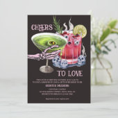 Liebe Gruesome Cocktails Brautparty Einladung (Stehend Vorderseite)
