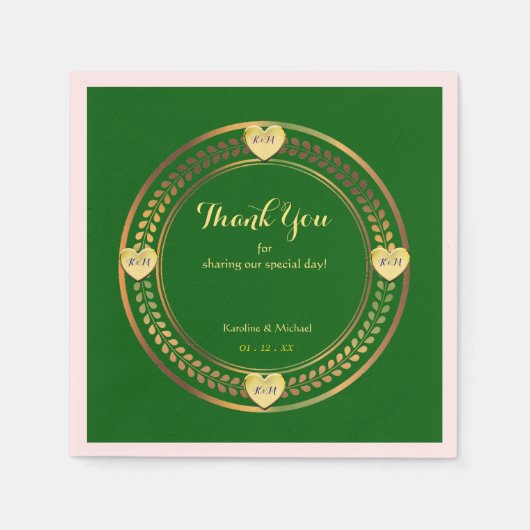 Liebe Grüne Hochzeiten Papier Party Veranstaltunge Serviette (Vorderseite)