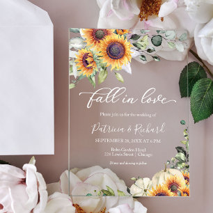 Liebe Grüne Sonnenblumen Hochzeit Acryleinladungen
