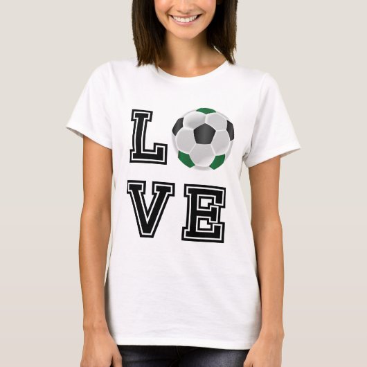 Liebe Grüner Fußball - Schwarze Buchstaben T-Shirt (Vorderseite)