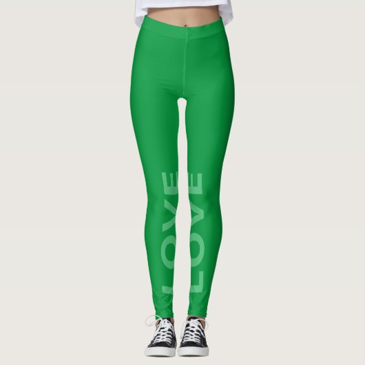 Liebe Grüner monochromer klassischer Text Leggings (Vorderseite)