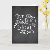 Liebe-Grußkarte Live-Lachen - Chalkboard-Stil Karte (Gelbe Blume)