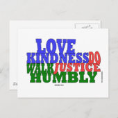 Liebe GÜTE-WEG BESCHEIDEN Micah 6:8 Postkarte (Vorne/Hinten)