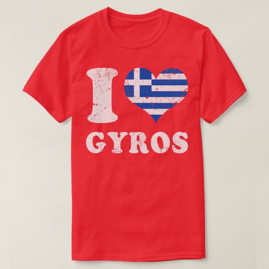 Liebe Gyros Griechische Lebensmittelflagge T-Shirt (Design vorne)