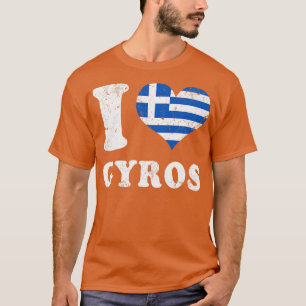 Liebe Gyros Griechische Lebensmittelflagge T-Shirt