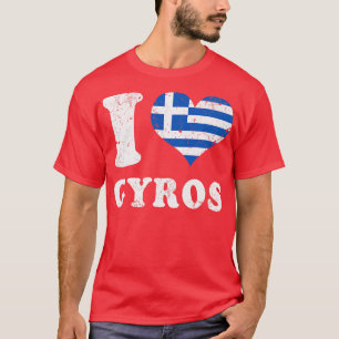 Liebe Gyros Griechisches Essen Griechenland-Flagge T-Shirt