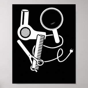 Liebe Haartrockner Schere Friseur Brush Poster