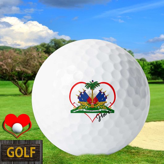 Liebe Haiti Golf Balls, Haitianische Flagge, Herz Golfball