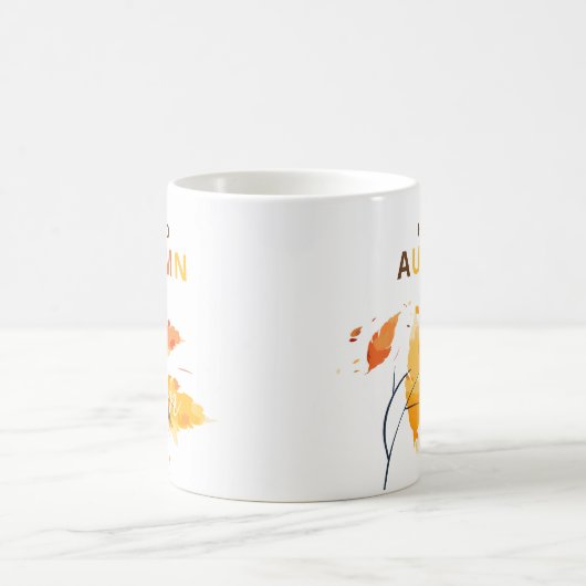 Liebe Hallo Herbst Wasserfarbe Blätter Kaffeetasse (Mittel)
