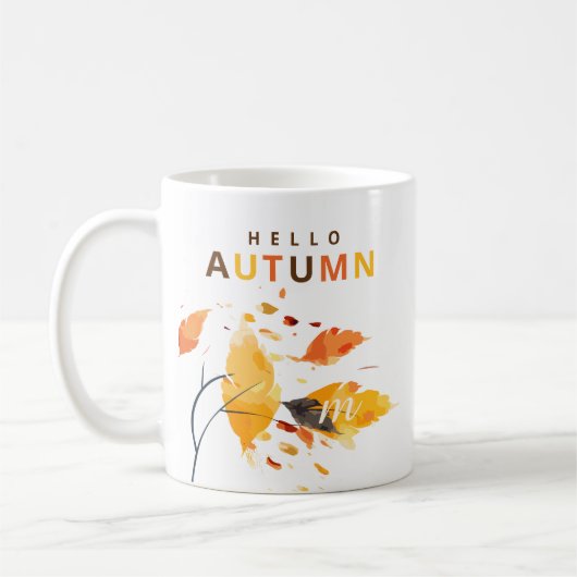 Liebe Hallo Herbst Wasserfarbe Blätter Kaffeetasse (Links)