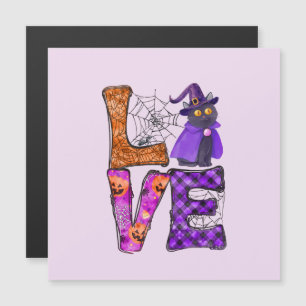 LIEBE Halloween-Design mit Black-Hexenkatze Magnetkarte