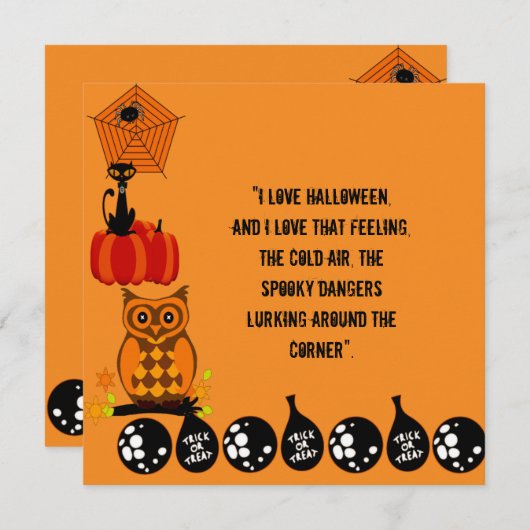 Liebe Halloween Zitat Spooky Owl Pumpkin-Karte (Vorne/Hinten)