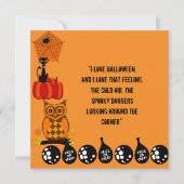 Liebe Halloween Zitat Spooky Owl Pumpkin-Karte (Vorderseite)