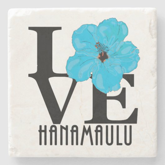 LIEBE Hanamaulu Hawaii Blue Hibiskus Steinuntersetzer (Vorderseite)
