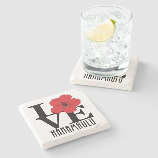 LIEBE Hanamaulu Hawaii Steinuntersetzer (Seitenansicht)