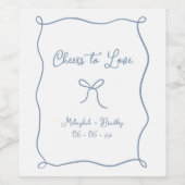 Liebe Hand Drawn Bow Dusty Blue Weinetikett (Einzelnes Label)