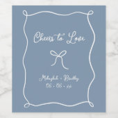 Liebe Hand Drawn Bow Dusty Blue Weinetikett (Einzelnes Label)