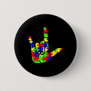 Liebe Hand Gebärdensprache Puzzle Autismus Bewusst Button