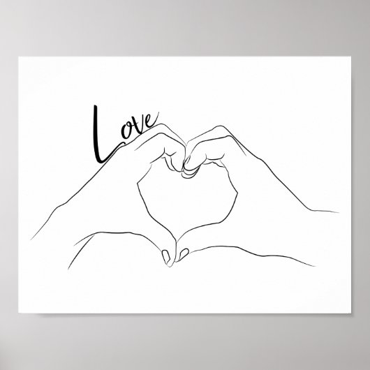 Liebe Hand Heart Line Kunst Zeichnend Niedlich Mod Poster (Vorne)