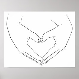 Liebe Hand Heart Line Kunst Zeichnend Niedlich Mod Poster