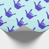 Liebe Hand Sign Language Blue Wrapping Paper Geschenkpapier (Ecke)