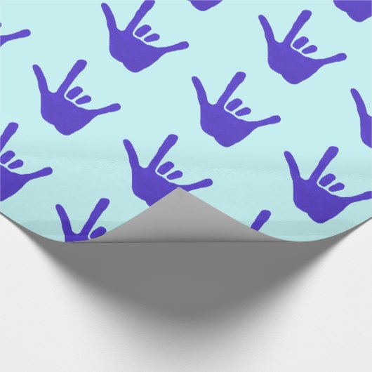 Liebe Hand Sign Language Blue Wrapping Paper Geschenkpapier (Ecke)