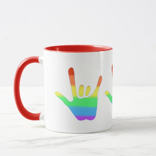 Liebe Hand Sign Language in Rainbow Color Blendet Tasse (Links)