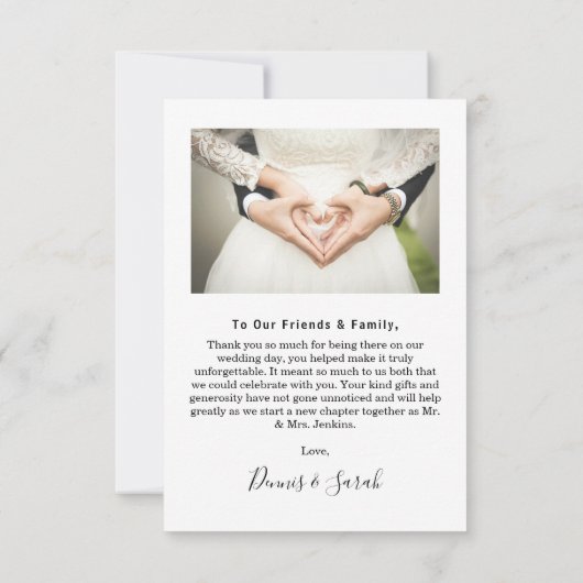 Liebe Hand Skript Hochzeit Foto Vielen Dank Dankeskarte (Rückseite)