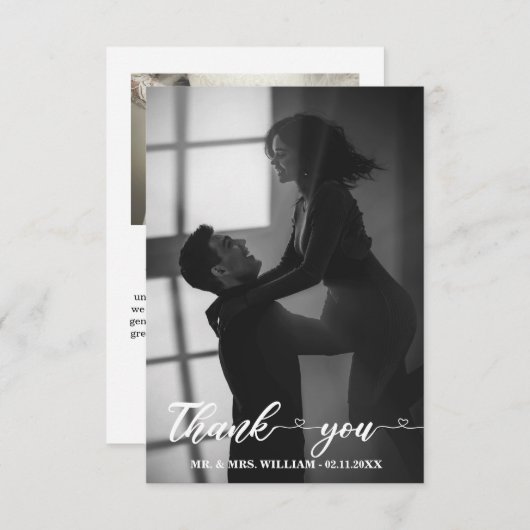 Liebe Hand Skript Hochzeit Foto Vielen Dank Dankeskarte (Vorne/Hinten)