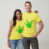 Liebe Hand, Zeichensprache in grün, auf T-Shirt (Unisex)