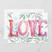 Liebe Handgemalte Valentinstag Aquarell Feiertagspostkarte (Vorne/Hinten)