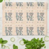 LIEBE, handgezeichnet mit Pfeilen und Herz - Küche Geschirrtuch (Gefaltet)