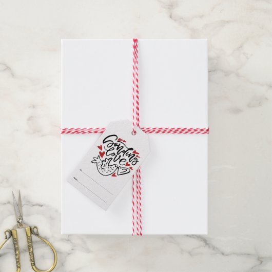Liebe Handschrift mit Herz senden Geschenkanhänger (Mit Garn)