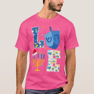 Liebe Hanukkah Dekorationen Dreidel Menorah Chanuk T-Shirt