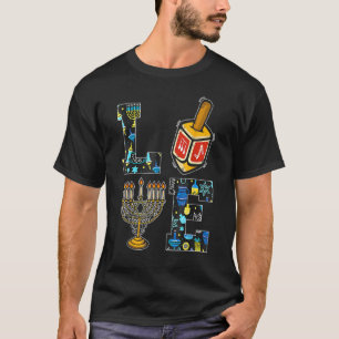 LIEBE Hanukkah Dekorationen Dreidel Menorah Chanuk T-Shirt