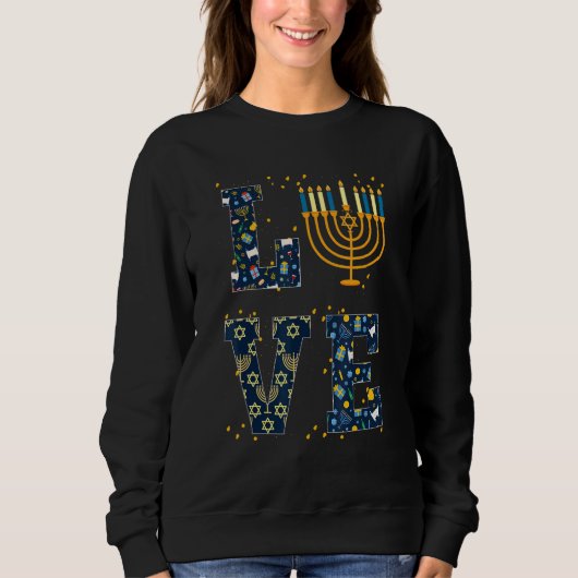 Liebe Hanukkah jüdische Menorah Pajama Hanukkah Me Sweatshirt (Vorderseite)