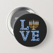 Liebe Hanukkah Jüdischer Urlaub Menorah Button (Vorne & Hinten)