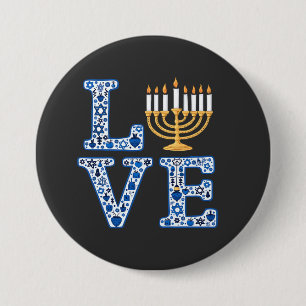 Liebe Hanukkah Jüdischer Urlaub Menorah Button