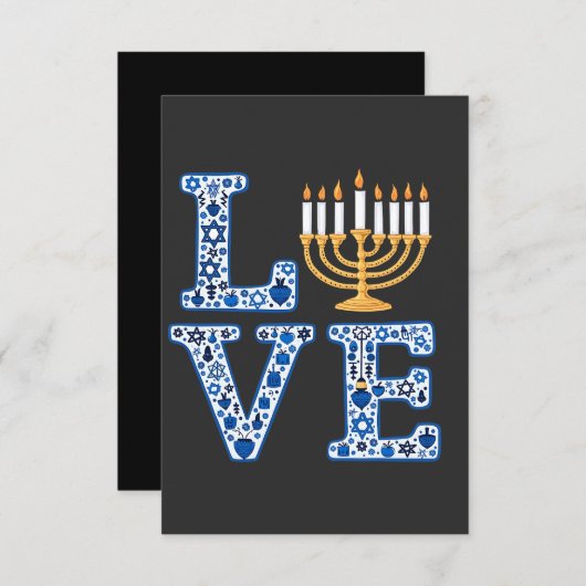 Liebe Hanukkah Jüdischer Urlaub Menorah Dankeskarte (Vorne/Hinten)