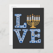 Liebe Hanukkah Jüdischer Urlaub Menorah Einladungspostkarte (Vorne/Hinten)