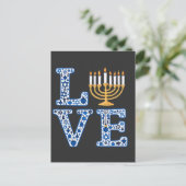 Liebe Hanukkah Jüdischer Urlaub Menorah Einladungspostkarte (Stehend Vorderseite)