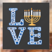 Liebe Hanukkah Jüdischer Urlaub Menorah Fensteraufkleber (Blatt 2)