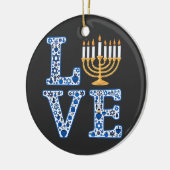 Liebe Hanukkah Jüdischer Urlaub Menorah Keramik Ornament (Links)