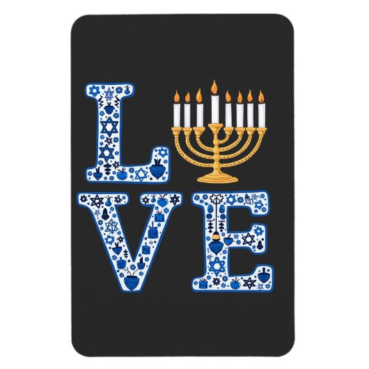 Liebe Hanukkah Jüdischer Urlaub Menorah Magnet (Vertikal)