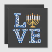 Liebe Hanukkah Jüdischer Urlaub Menorah Magnetkarte (Vorne/Hinten)