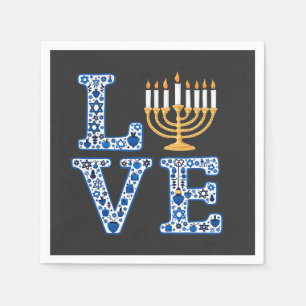 Liebe Hanukkah Jüdischer Urlaub Menorah Serviette