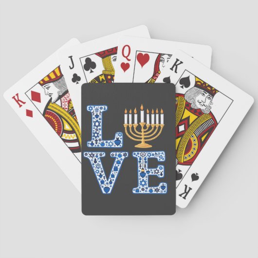 Liebe Hanukkah Jüdischer Urlaub Menorah Spielkarten (Rückseite)