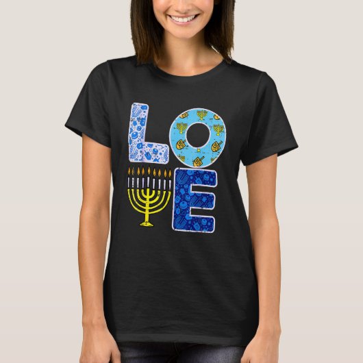 Liebe Hanukkiah Menorah Jew Hanukkah Chanukah Men T-Shirt (Vorderseite)