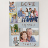 Liebe Happiness Family Blue Foto Strip Collage Puzzle (Vertikal)